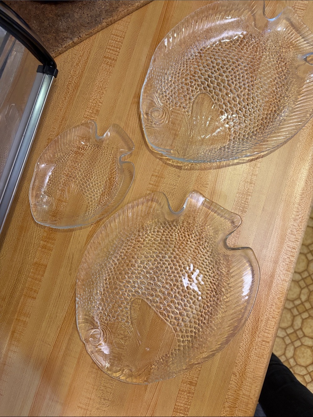Vintage Arcoroc Glass Fish Plates - Set of 3